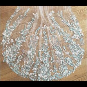 Blush Embroidered Chapel Floral Veil